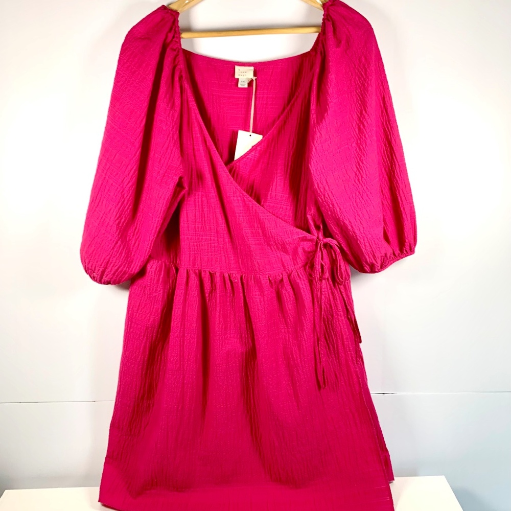 a new day Hot Pink Wrap Midi Dress